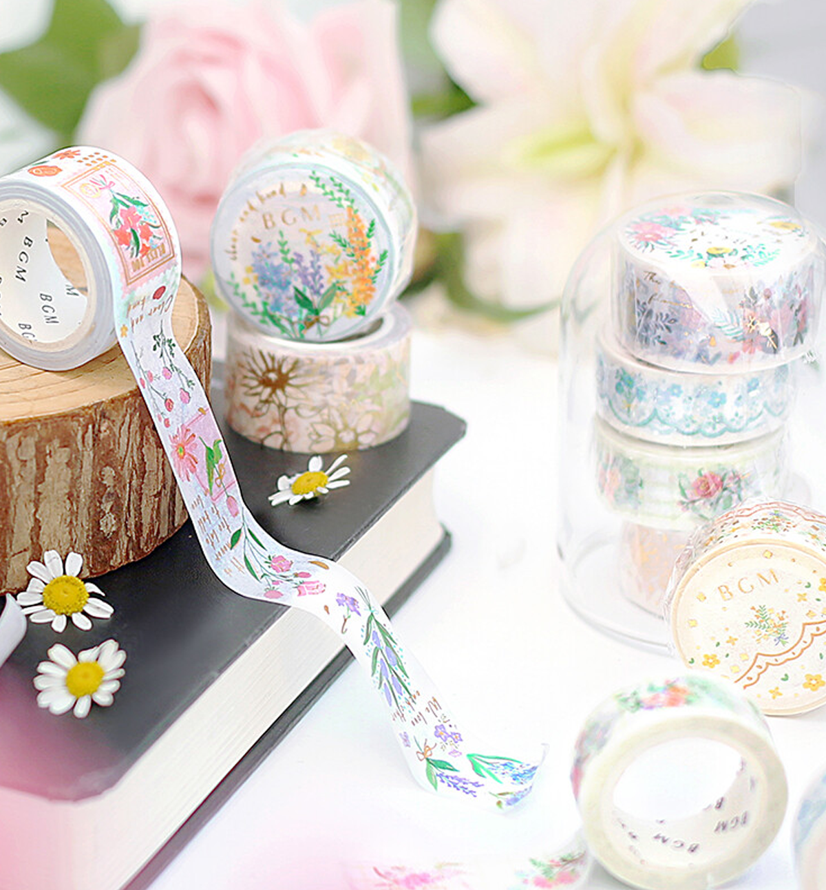 Lace Yellow Flower Washi Tape [Foil Stamping]
