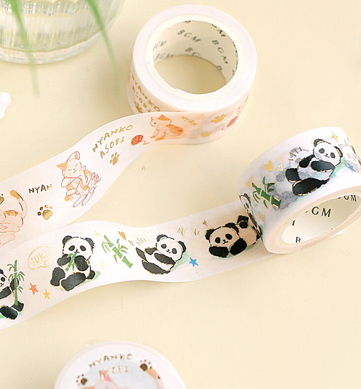 Panda and Bamboo Washi Tape [Foil Stamping]